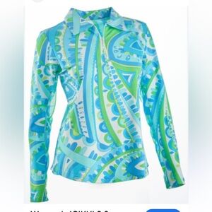 Icikuls Women’s Serena Long Sleeve Golf Sun Protection Polo Top Size Large
